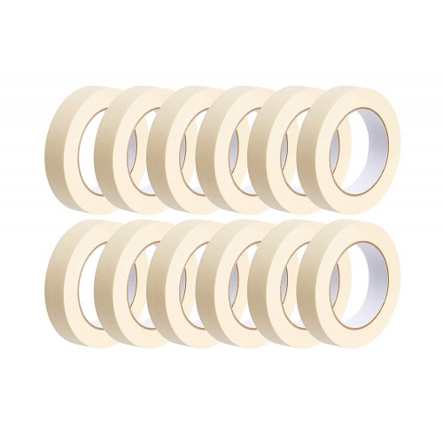 victorex Masking Tape (1/2 Inch X 12 mm,) 20 Meters of Multi-Use, Easy Tear Tape. Great for Carpenter Labeling, Painting, Packing and More Adhesive Leaves No Residue (Pack of 12 Rolls) 